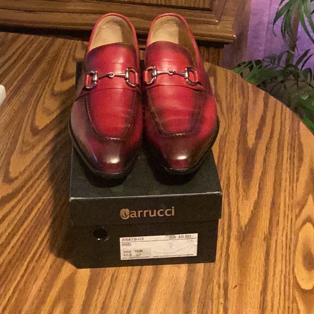 Elegant Red Leather Slip-On Loafers